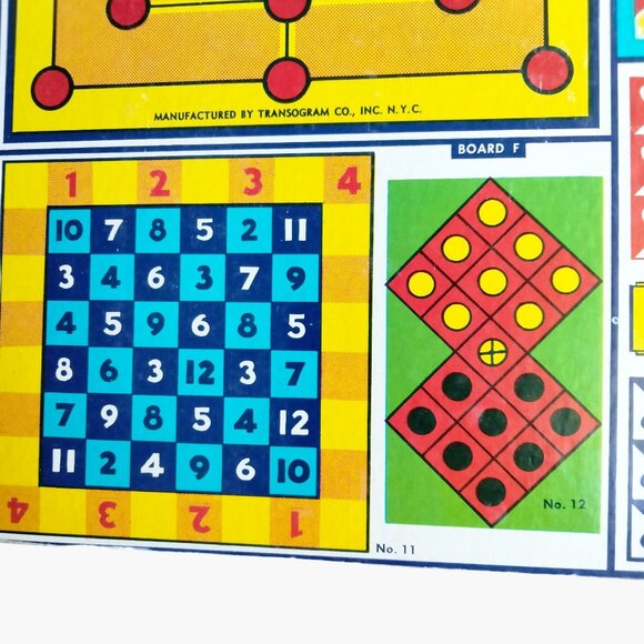 Transogram 9 Men Morris Checkers Game Board Card 2 Sided Vintage 1955 - Picture 5 of 9